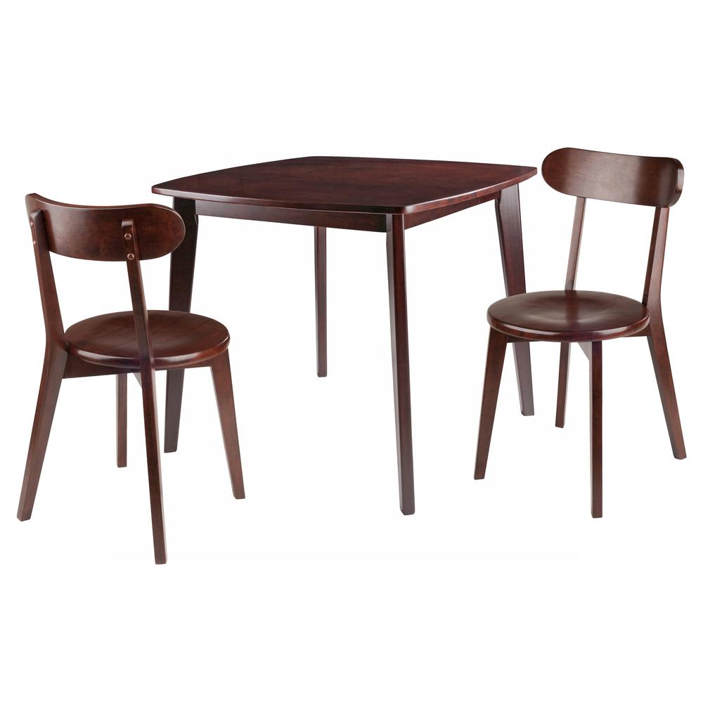 Pauline 3-Pc Set Table with Chairs, Walnut Finish. Picture 1