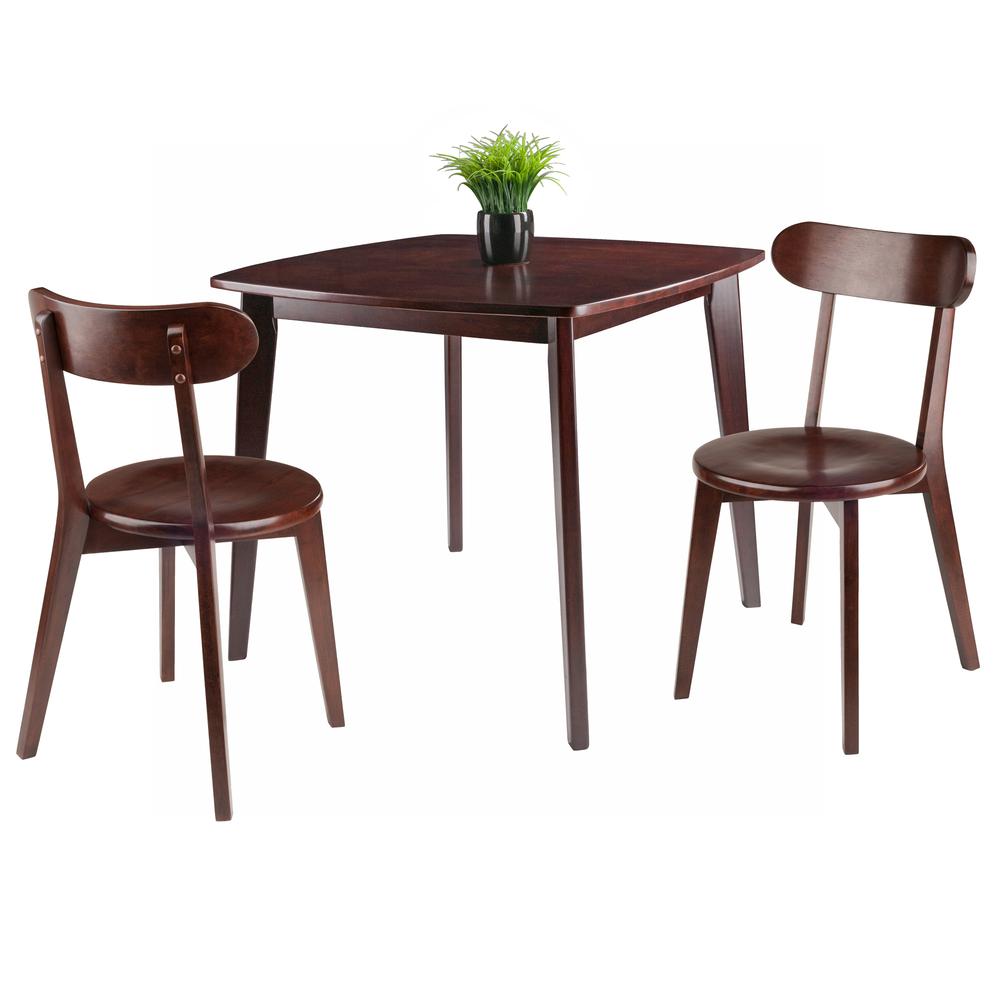 Pauline 3-Pc Set Table with Chairs, Walnut Finish. Picture 2