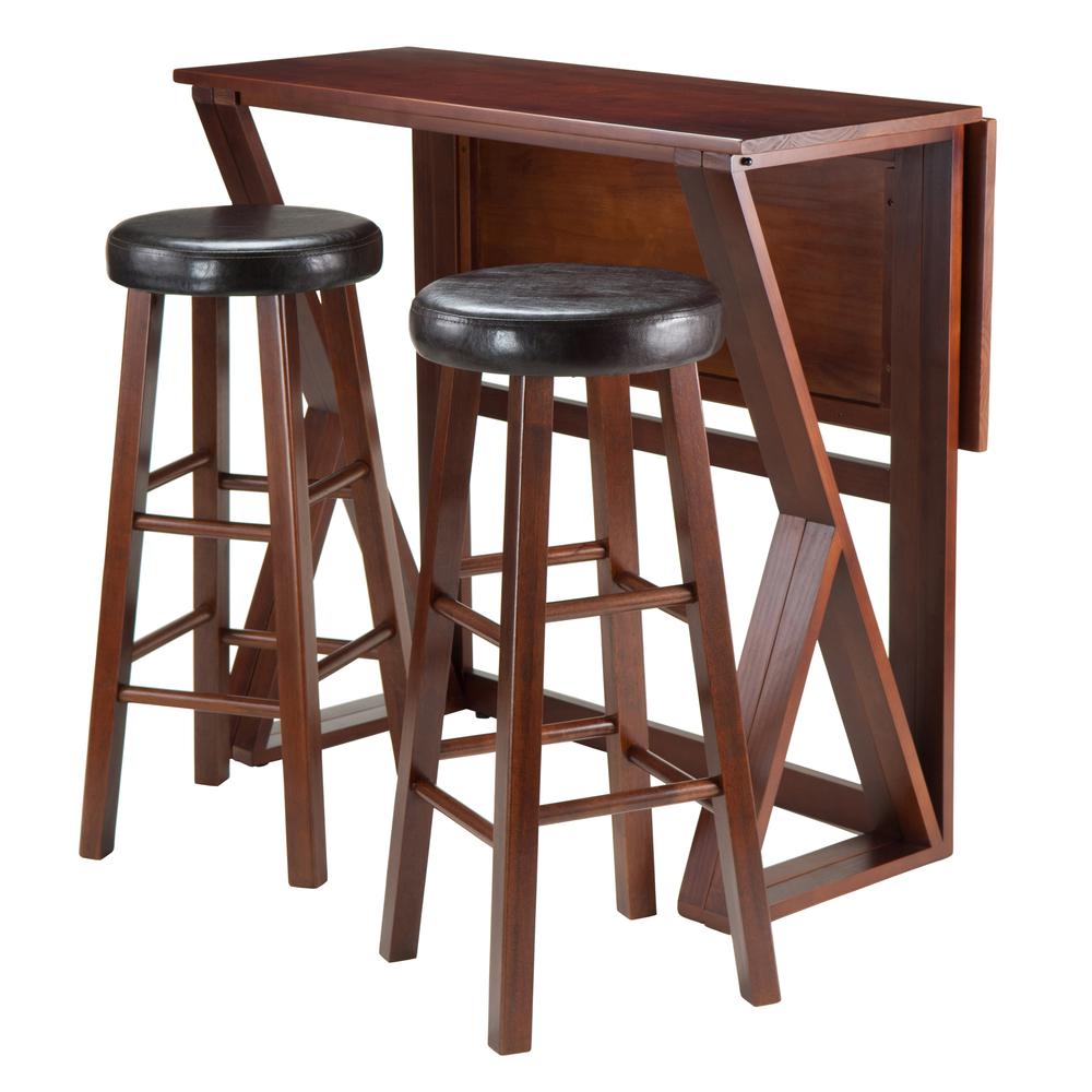 Harrington 3-Pc Drop Leaf High Table, 2-29" Cushion Round Seat Stools. The main picture.