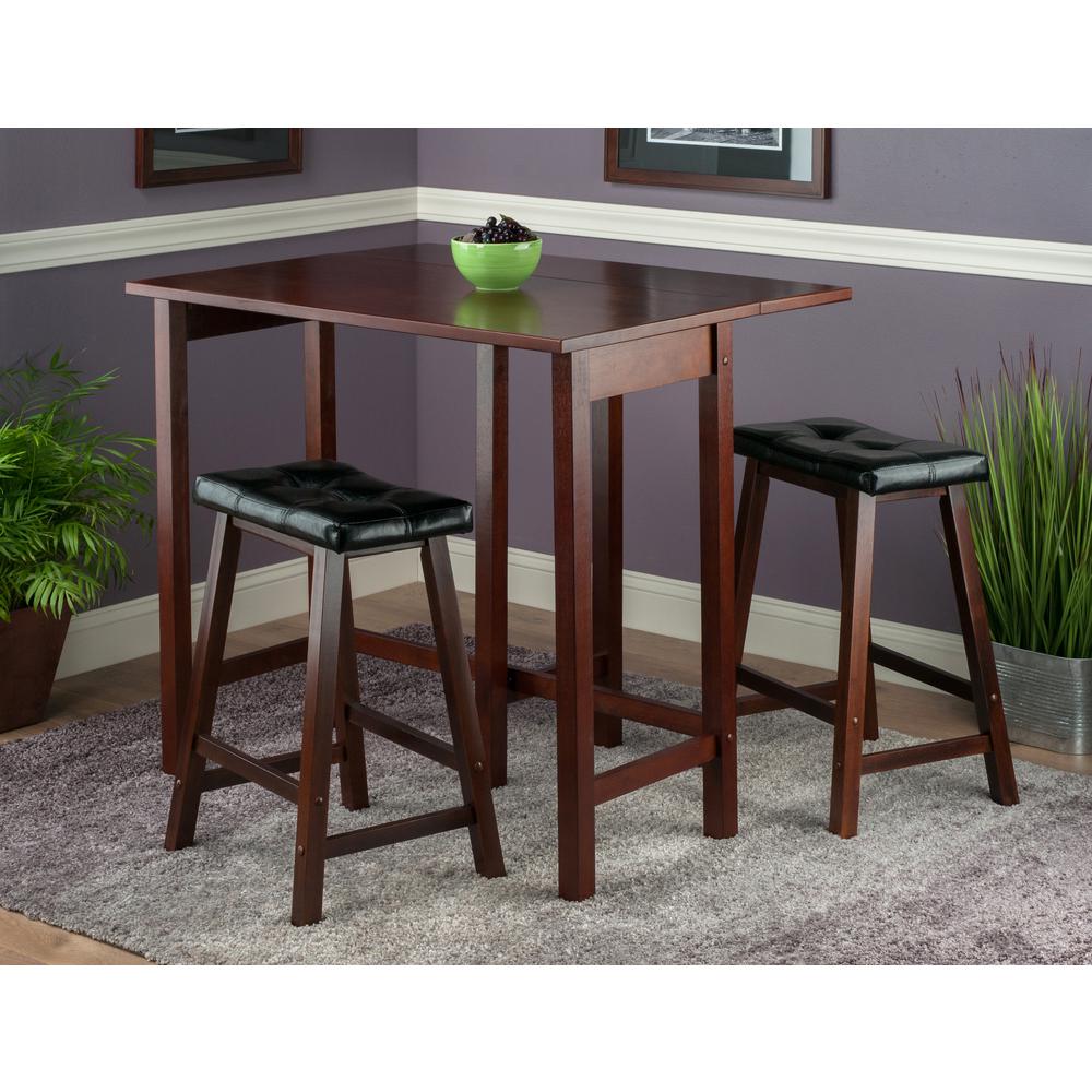 3-Pc Lynnwood Drop Leaf Kitchen Table with 2 Cushion Saddle Seat Stools. Picture 2