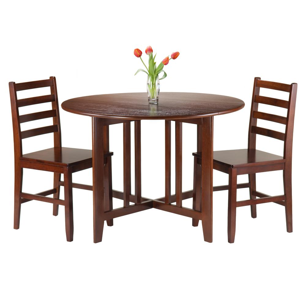 Alamo 3-Pc Round Drop Leaf Table with 2 Hamilton Ladder Back Chairs. Picture 2