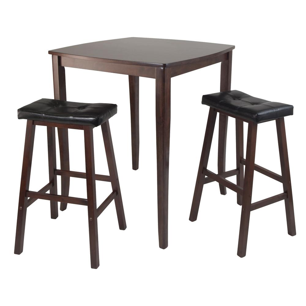 3-Pc Inglewood High/Pub Dining Table with Cushioned Saddle Stool. Picture 1