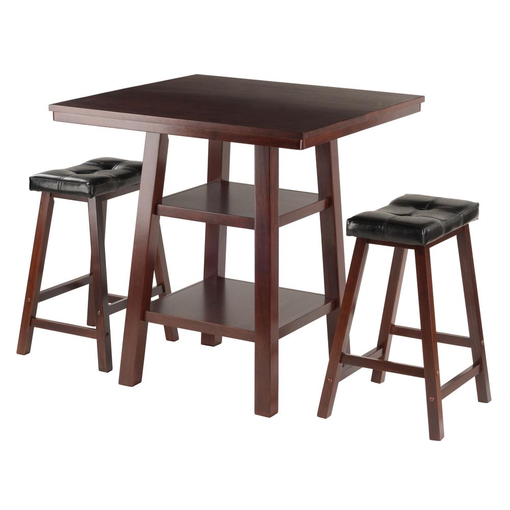 Orlando 3-Pc Set High Table, 2 Shelves w/ 2 Cushion Seat Stools. The main picture.