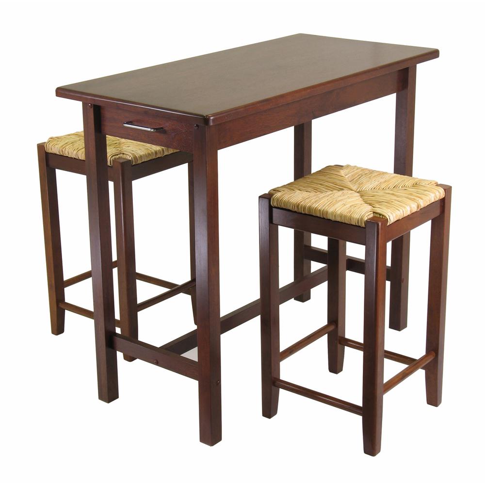 Sally 3-Pc Breakfast Table Set with 2 Rush Seat Stools. The main picture.