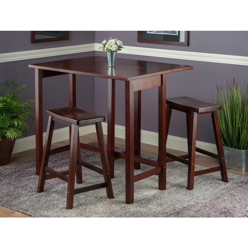 Lynnwood 3-Pc High Drop Leaf Table with 24" Saddle Seat Stool. Picture 2