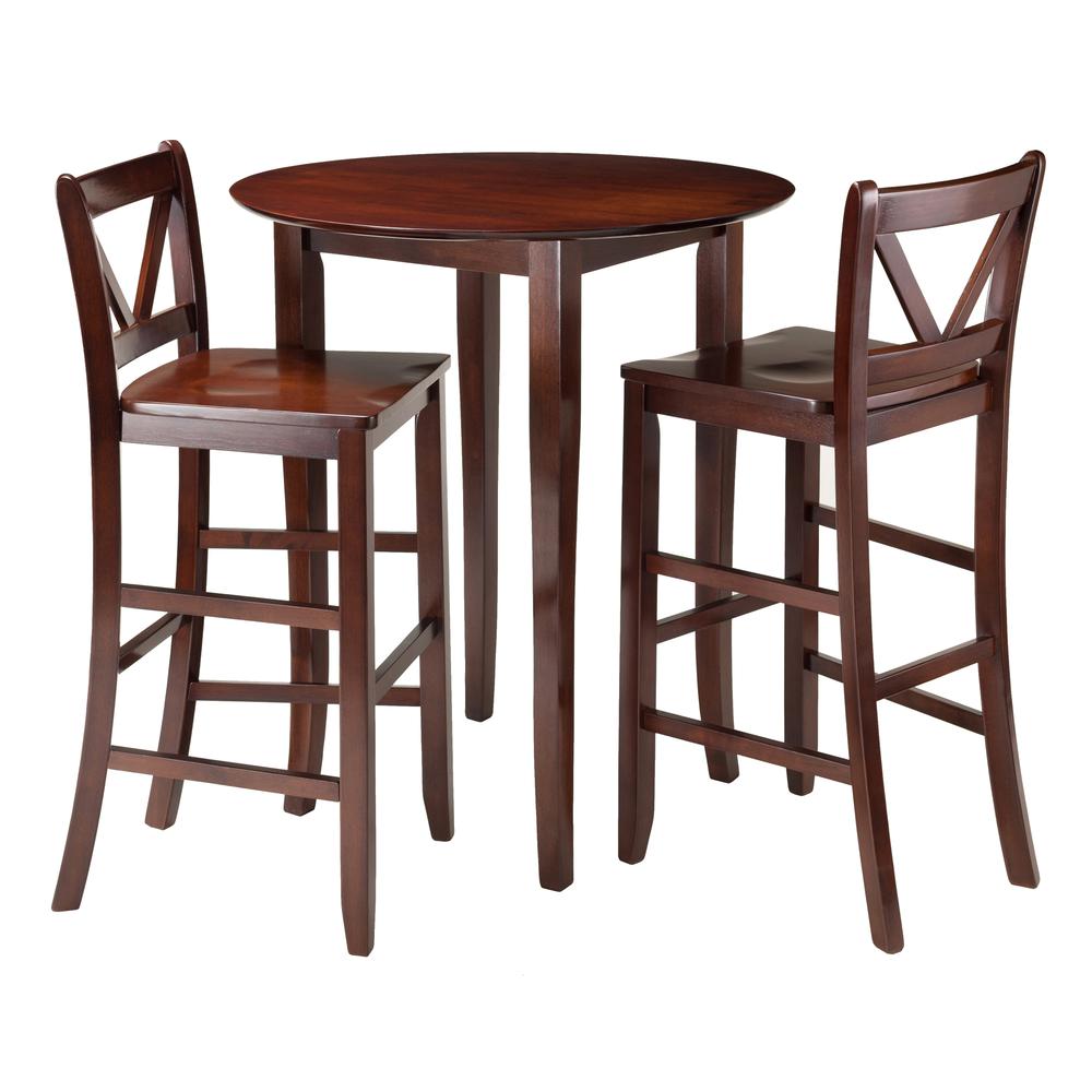Fiona 3-Pc High Round Table with 2 Bar V-Back Stool. Picture 1