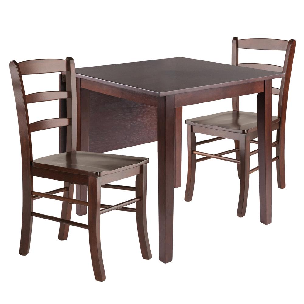 Perrone 3pc Drop Leaf Dining Table Set with Ladder Back Chair. Picture 1