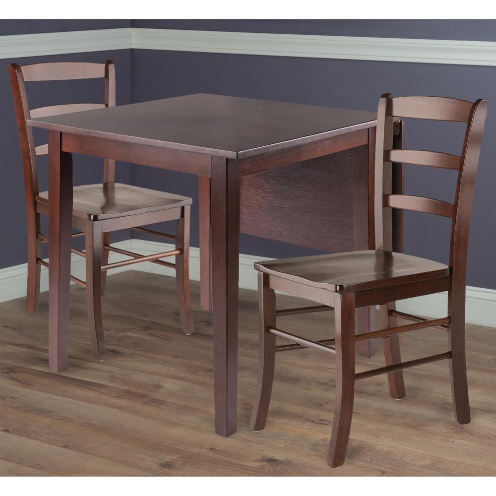 Perrone 3pc Drop Leaf Dining Table Set with Ladder Back Chair. Picture 2