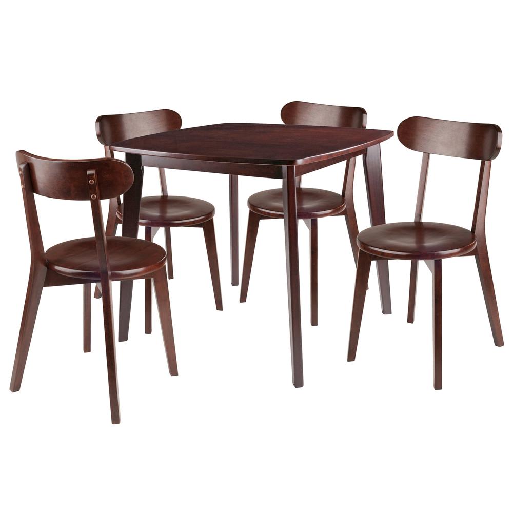 Pauline 5-Pc Set Table with Chairs, Walnut Finish. Picture 1