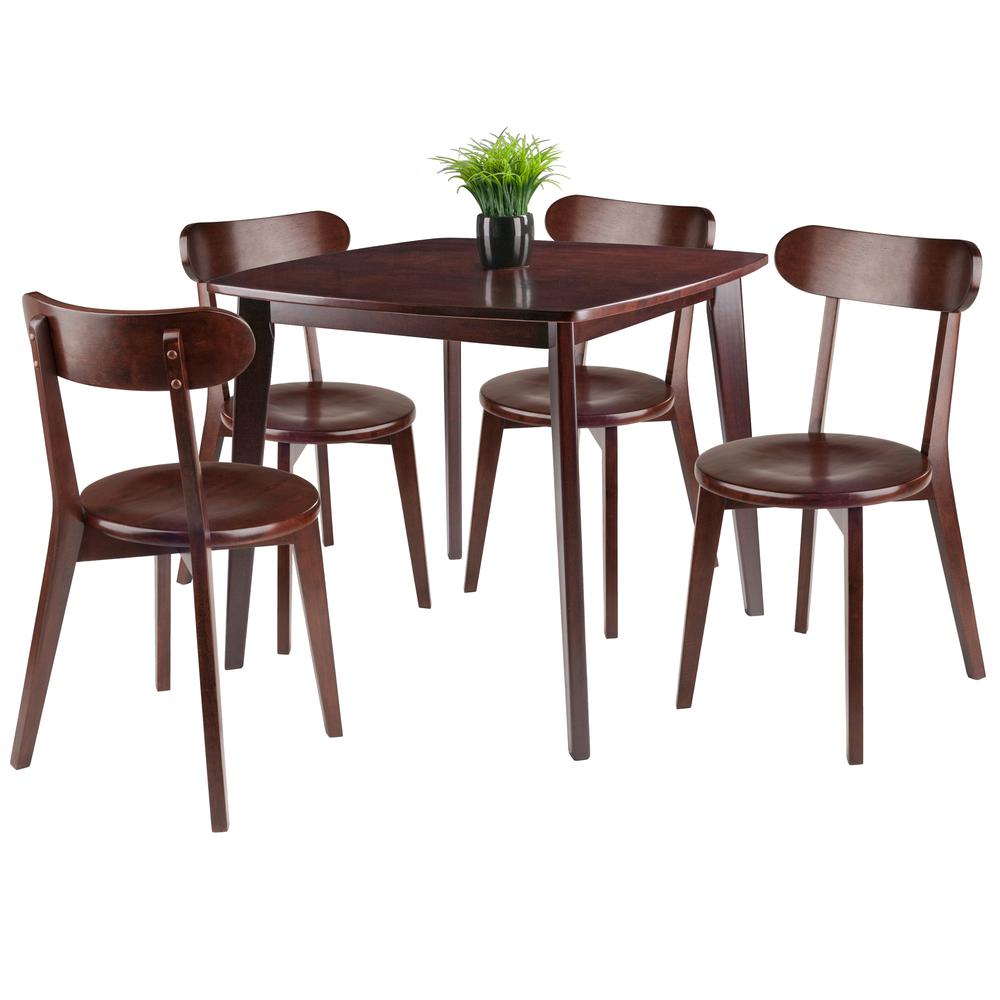 Pauline 5-Pc Set Table with Chairs, Walnut Finish. Picture 2