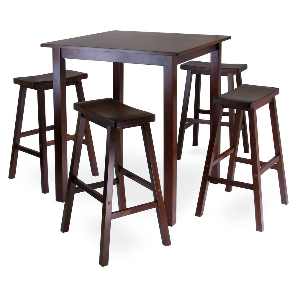 Parkland 5pc Square High/Pub Table Set with 4 Saddle Seat Stools. The main picture.