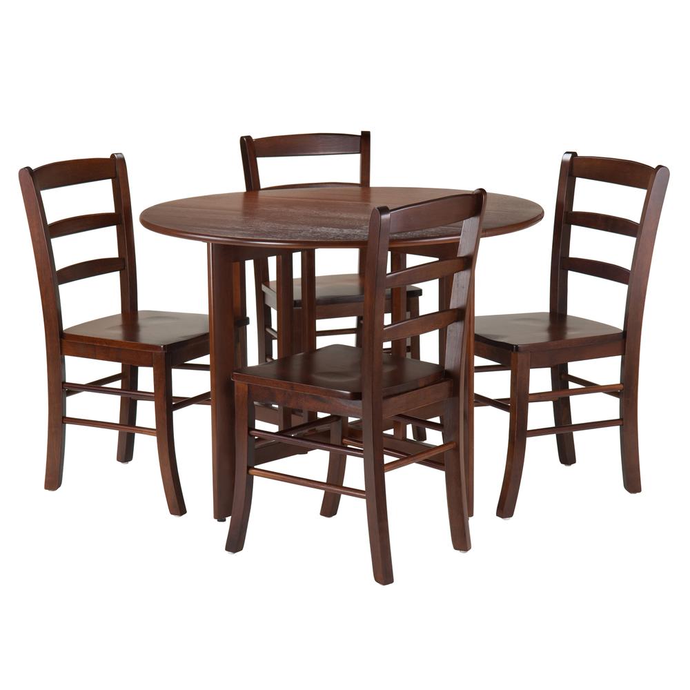 Alamo 5-Pc Round Drop Leaf Table with 4 Ladder Back. The main picture.