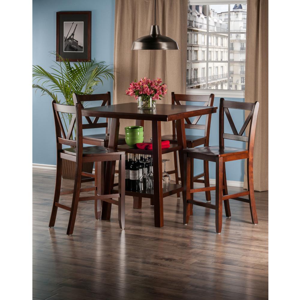 Orlando 5-Pc Set High Table, 2 Shelves w/ 4 V-Back Counter Stools. Picture 4