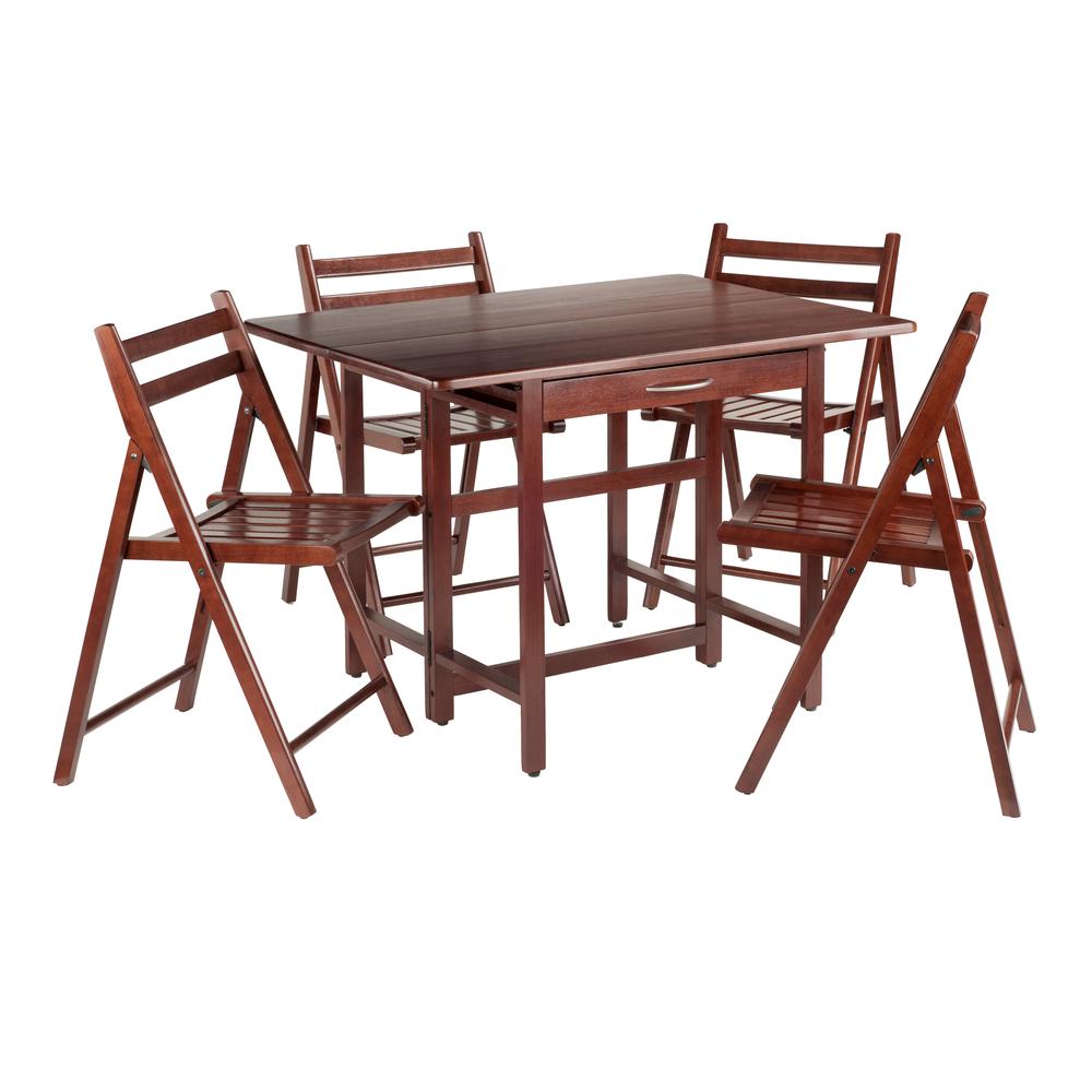 Taylor 5-Pc Set Drop Leaf Table w/ 4 Folding Chairs. Picture 1