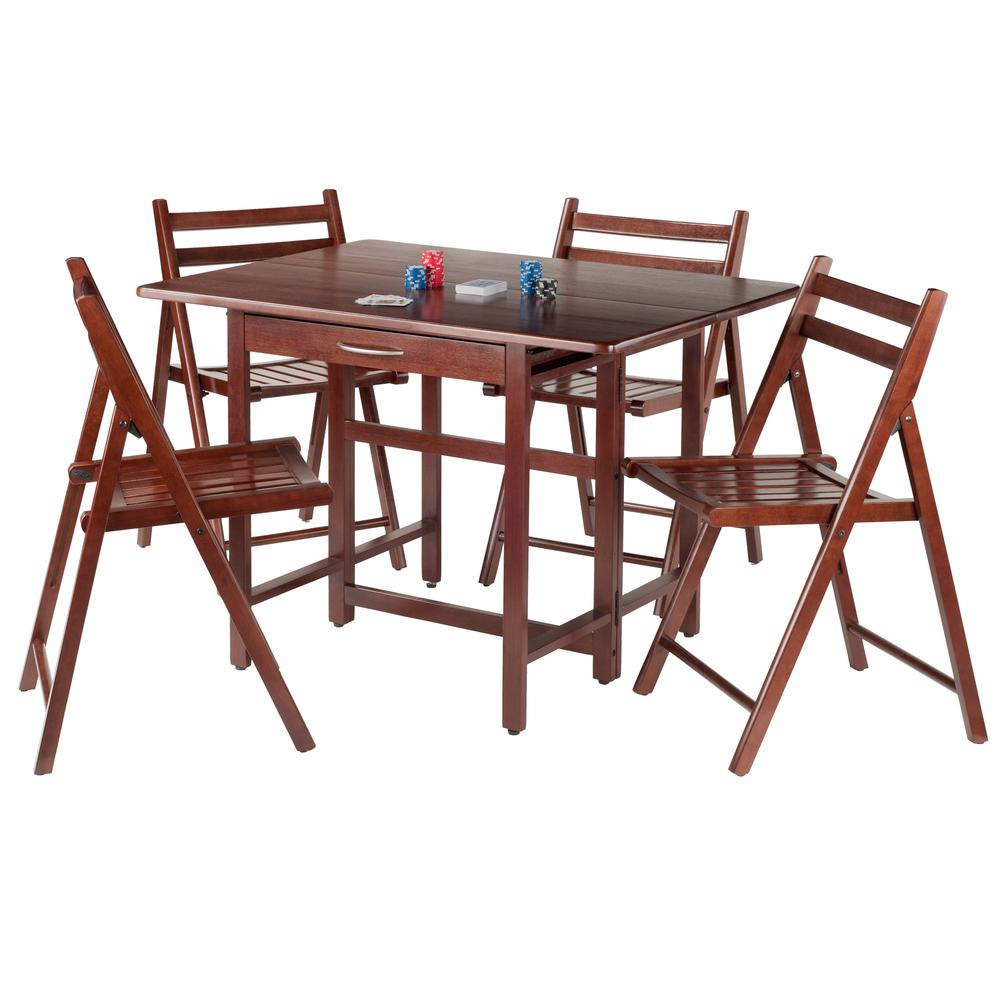 Taylor 5-Pc Set Drop Leaf Table w/ 4 Folding Chairs. Picture 2