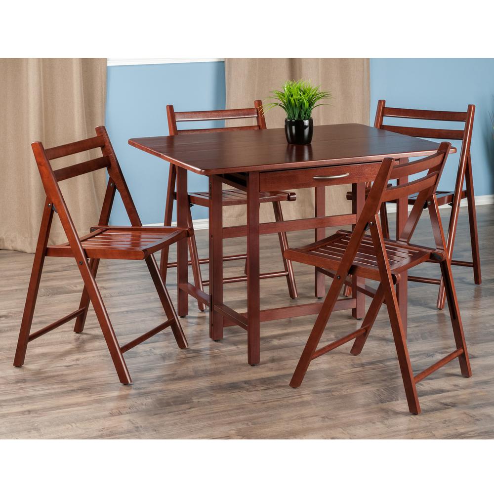 Taylor 5-Pc Set Drop Leaf Table w/ 4 Folding Chairs. Picture 3
