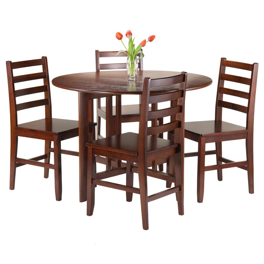 Alamo 5-Pc Round Drop Leaf Table with 4 Hamilton Ladder Back. Picture 2
