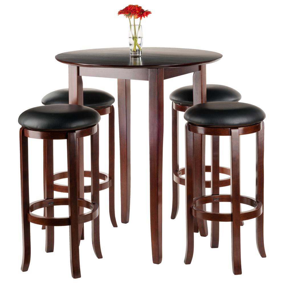 Fiona Round 5pc High/Pub Table Set with PVC Stools. Picture 2