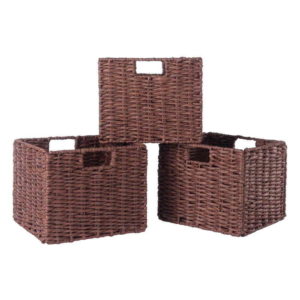 Tessa 3-Pc Woven Rope Basket Set, Foldable in Walnut. The main picture.