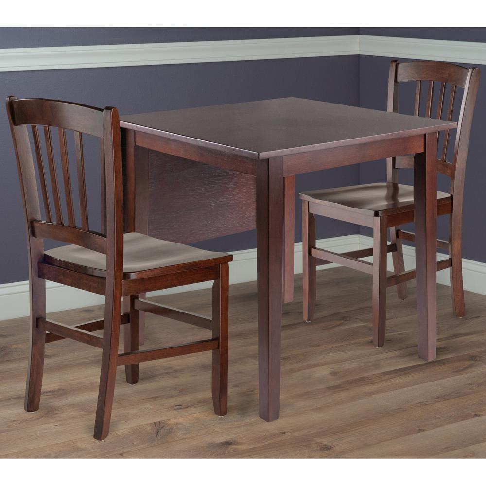 Perrone 3pc Drop Leaf Dining Table Set with Slat Back Chair. Picture 2