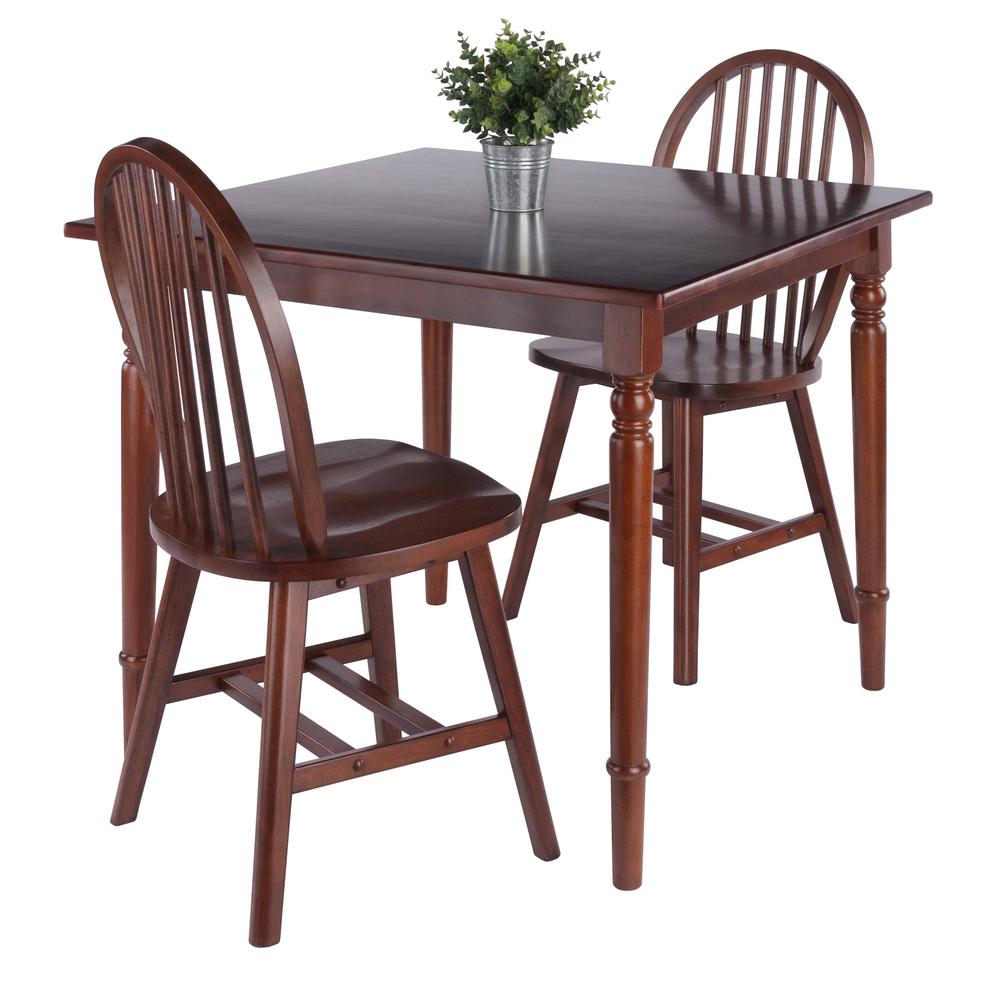 Mornay 3-Pc Dining Table with Windsor Chairs, Walnut. Picture 2