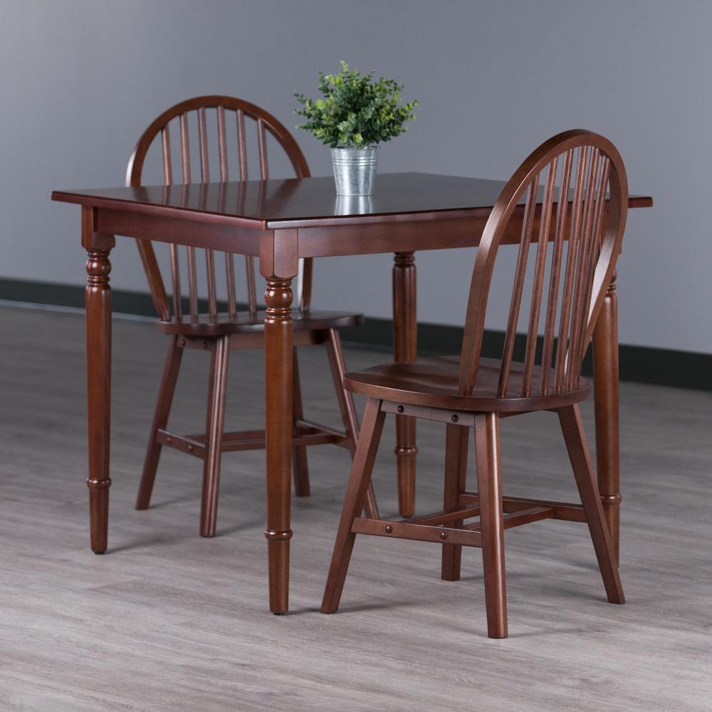 Mornay 3-Pc Dining Table with Windsor Chairs, Walnut. Picture 3