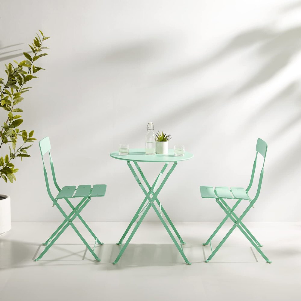Karlee 3Pc Indoor/Outdoor Metal Bistro Set Mint - Bistro Table & 2 Chairs. Picture 4