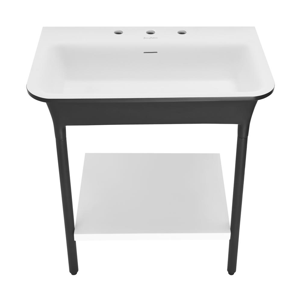 Ivy 32" Solid Surface Console Sink in Matte Black. Picture 1