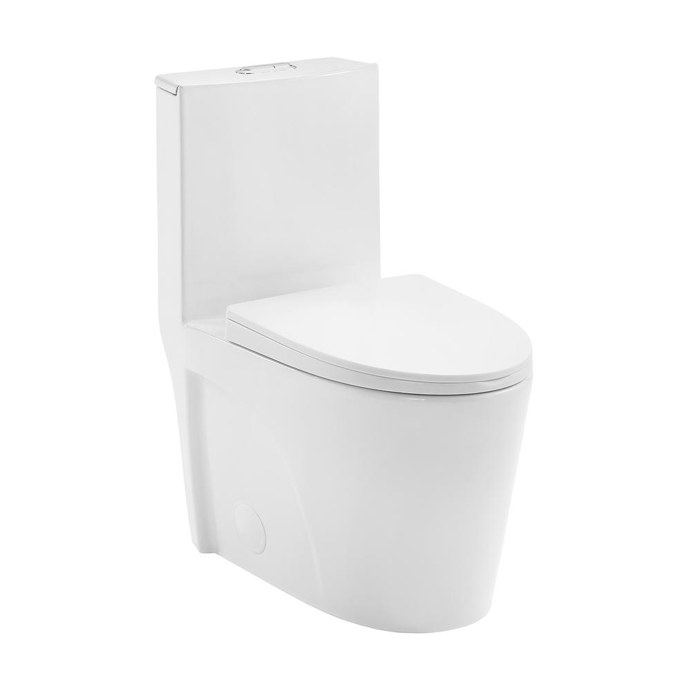 St. Tropez One-Piece Elongated Toilet Vortex Dual-Flush 1.1/1.6 gpf. Picture 1