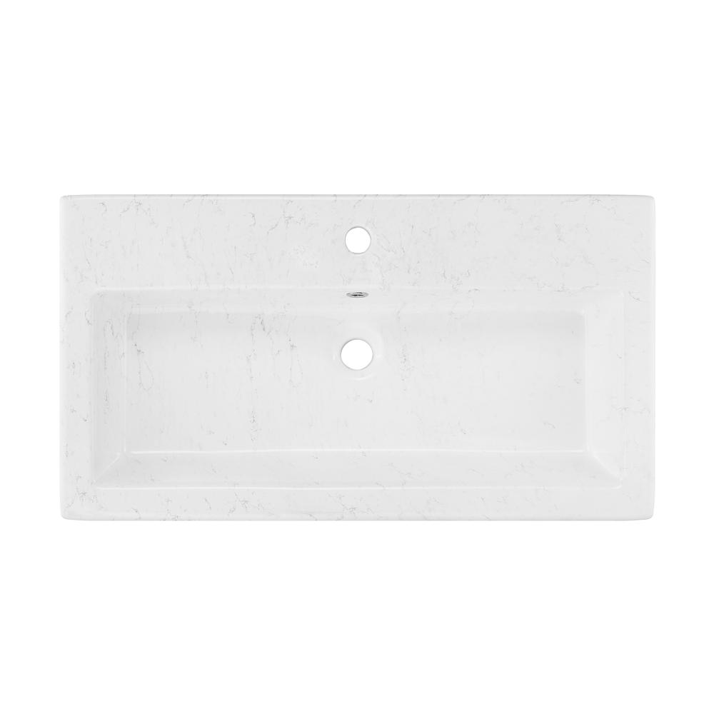 Voltaire Wide Rectangle Vessel Sink in Static Marble. Picture 2