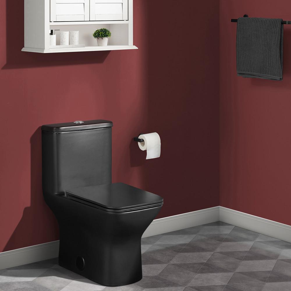 Carre One-Piece Square Toilet Dual-Flush in Matte Black 1.1/1.6 gpf. Picture 2