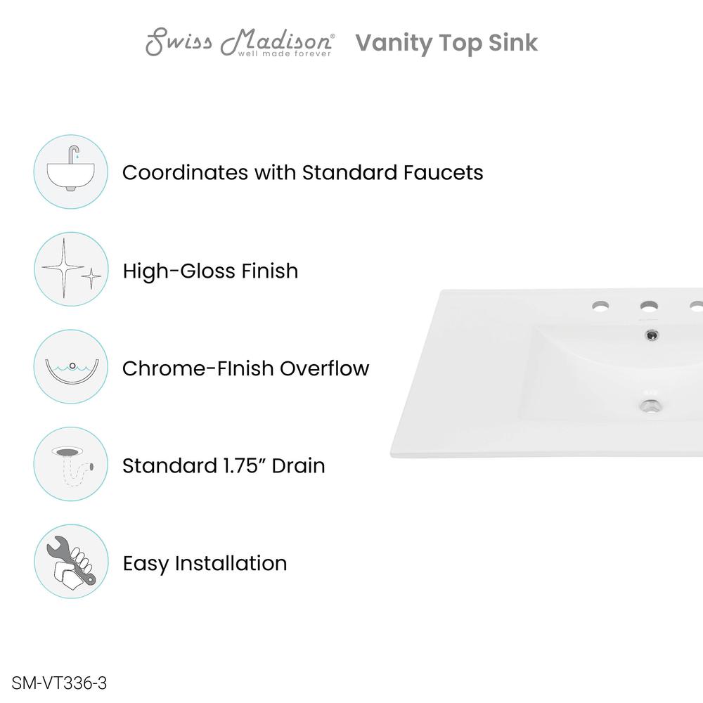 36 inch Ceramic Vanity Sink Top with 3 Holes. Picture 8