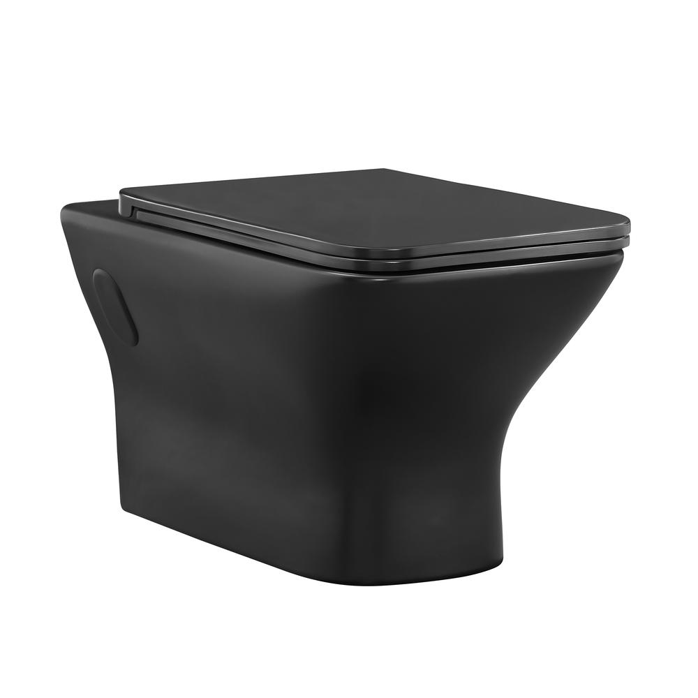 Carre Wall-Hung Elongated Toilet Bowl in Matte Black. Picture 1