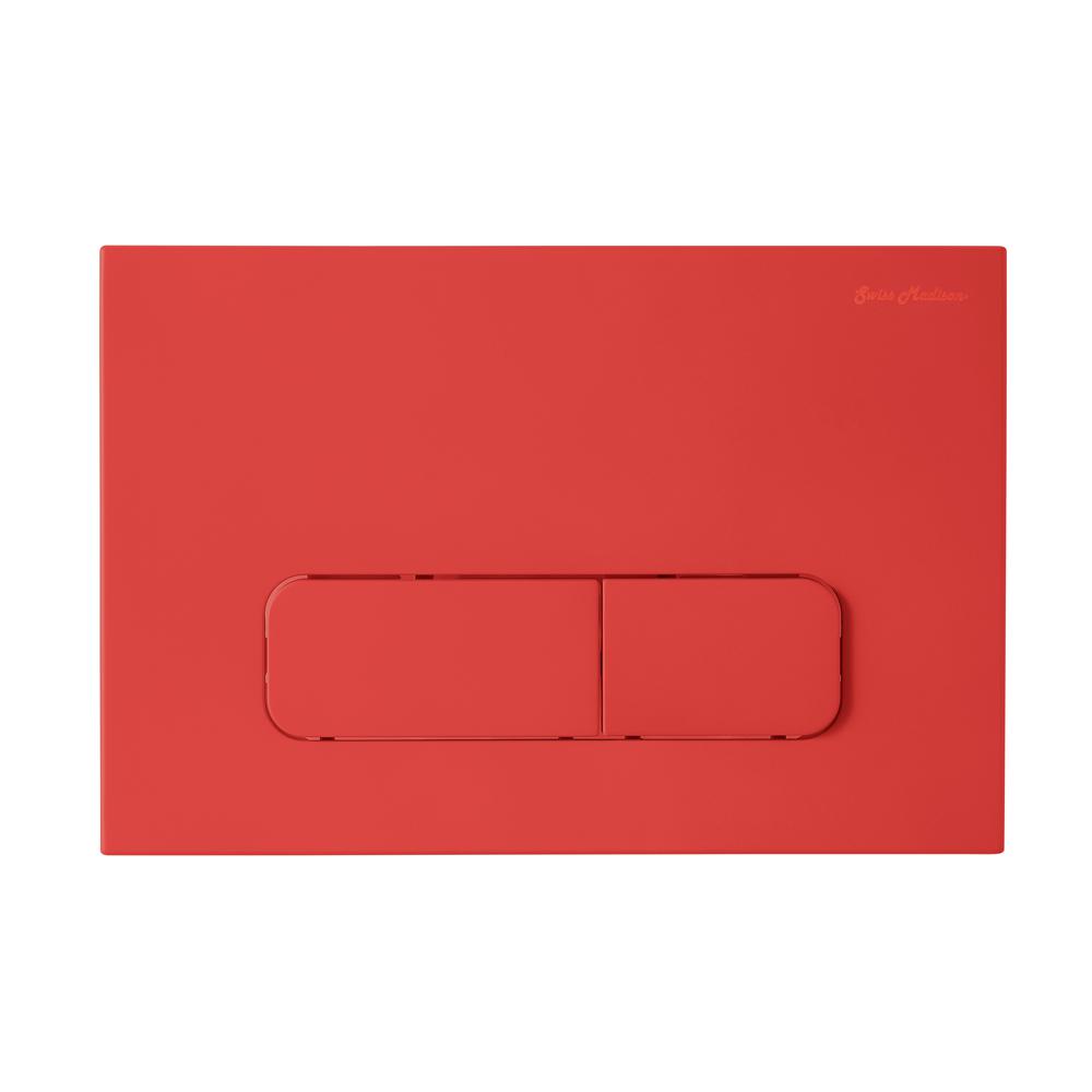 Wall Mount Dual Flush Actuator Plate with Rectangle Push Buttons in Matte Red. Picture 1