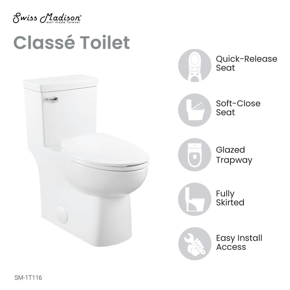 Classe One-Piece Toilet with Front Flush Handle 1.28 gpf. Picture 4