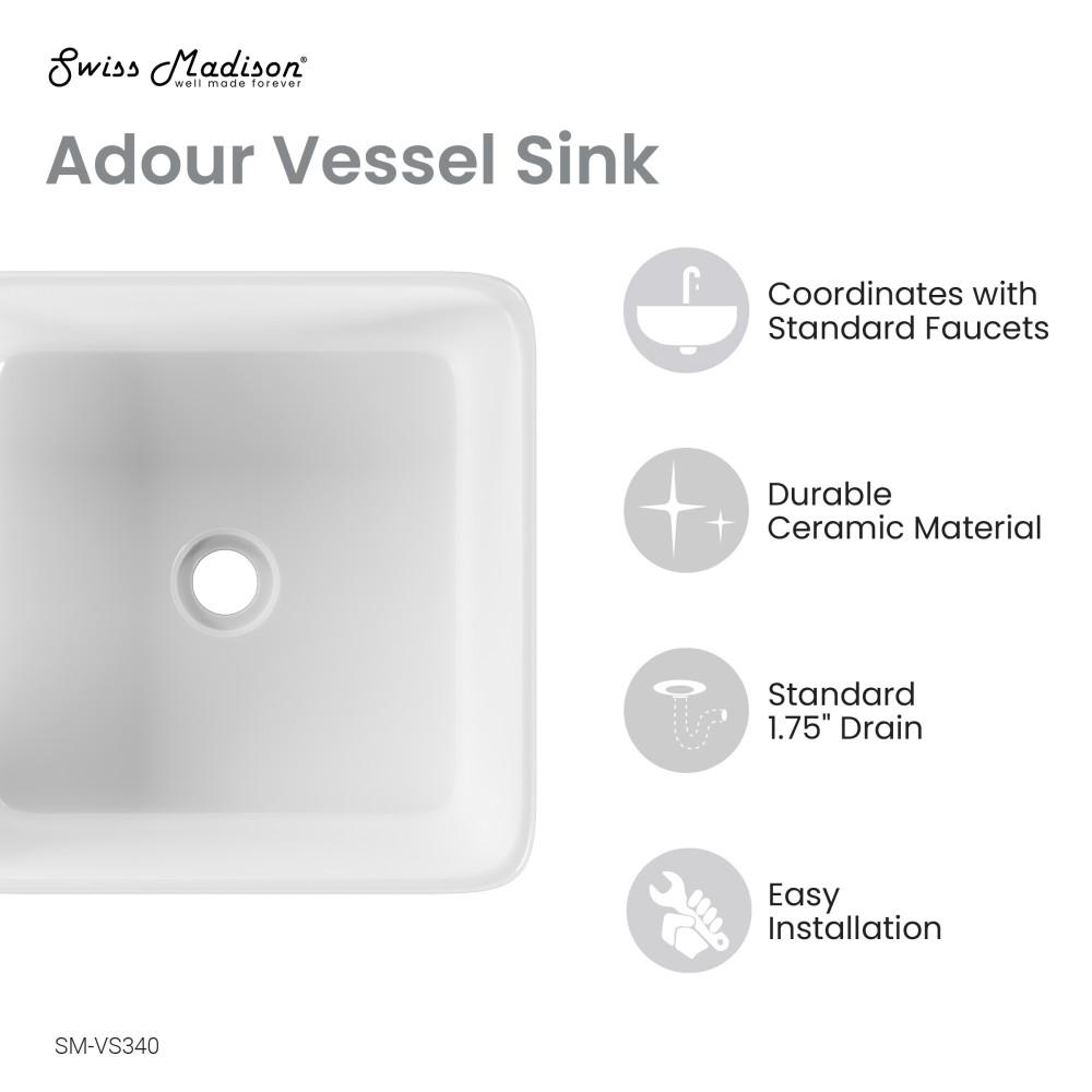 Adour 14'' Vessel Sink in White. Picture 4