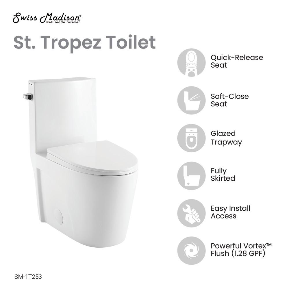 St. Tropez One-Piece Elongated Toilet Side Flush 1.28 gpf. Picture 4