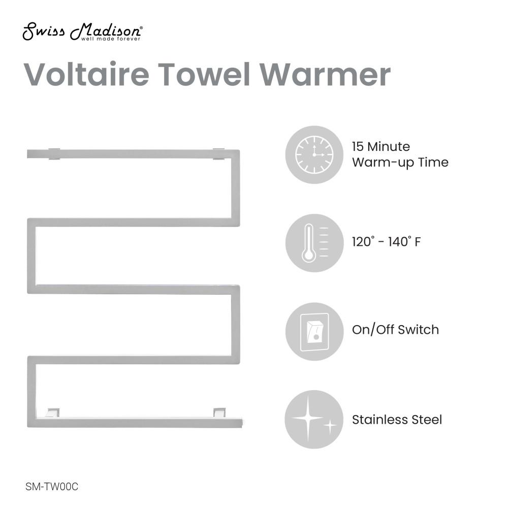 Voltaire 5-Bar Electric Towel Warmer in Chrome. Picture 4