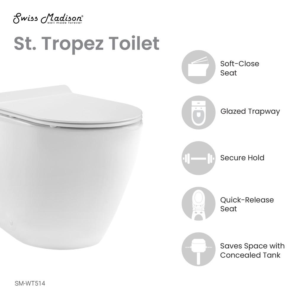 St. Tropez Back-to-Wall Elongated Toilet Bowl. Picture 4