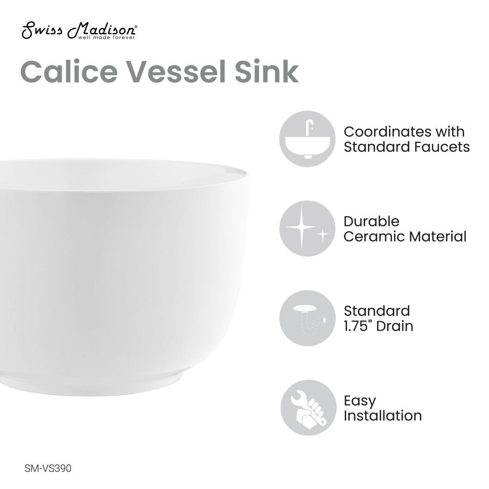 Calice 15'' Vessel Sink in White. Picture 4