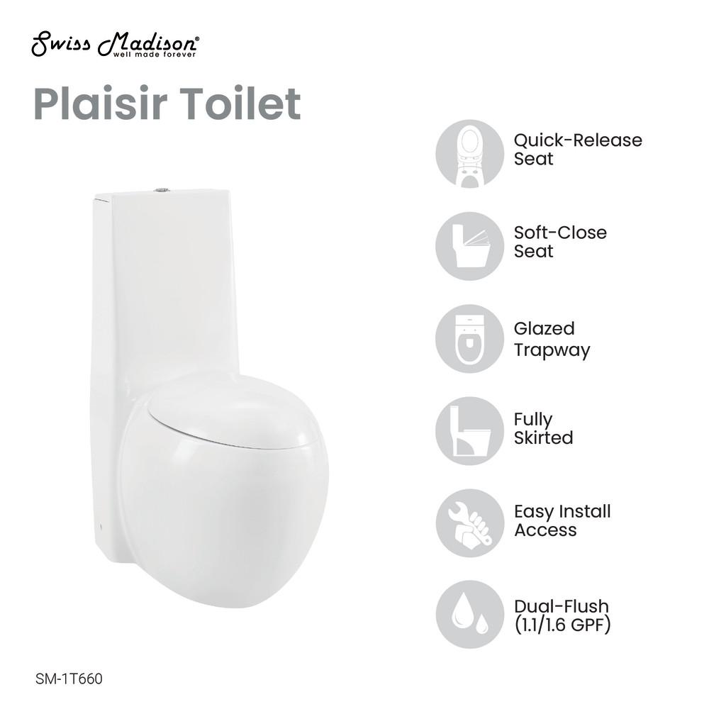Plaisir One-Piece Elongated Toilet Dual-Flush 1.1/1.6 gpf. Picture 4