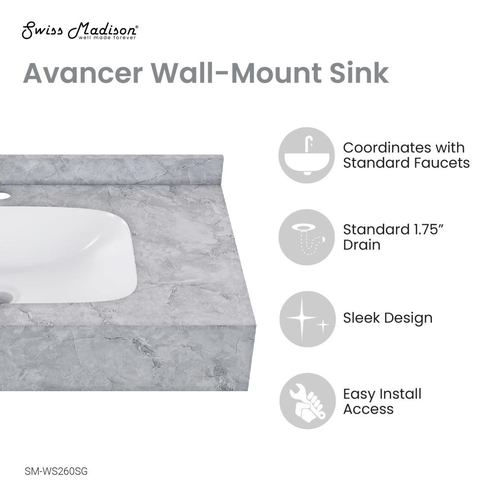 Avancer 36'' Wall Mount Sink In Storm Grey. Picture 4