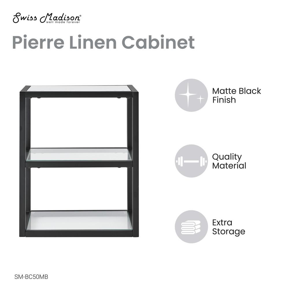 Pierre 16"x20"x10" Wall-Mounted Linen Cabinet in Matte Black. Picture 4
