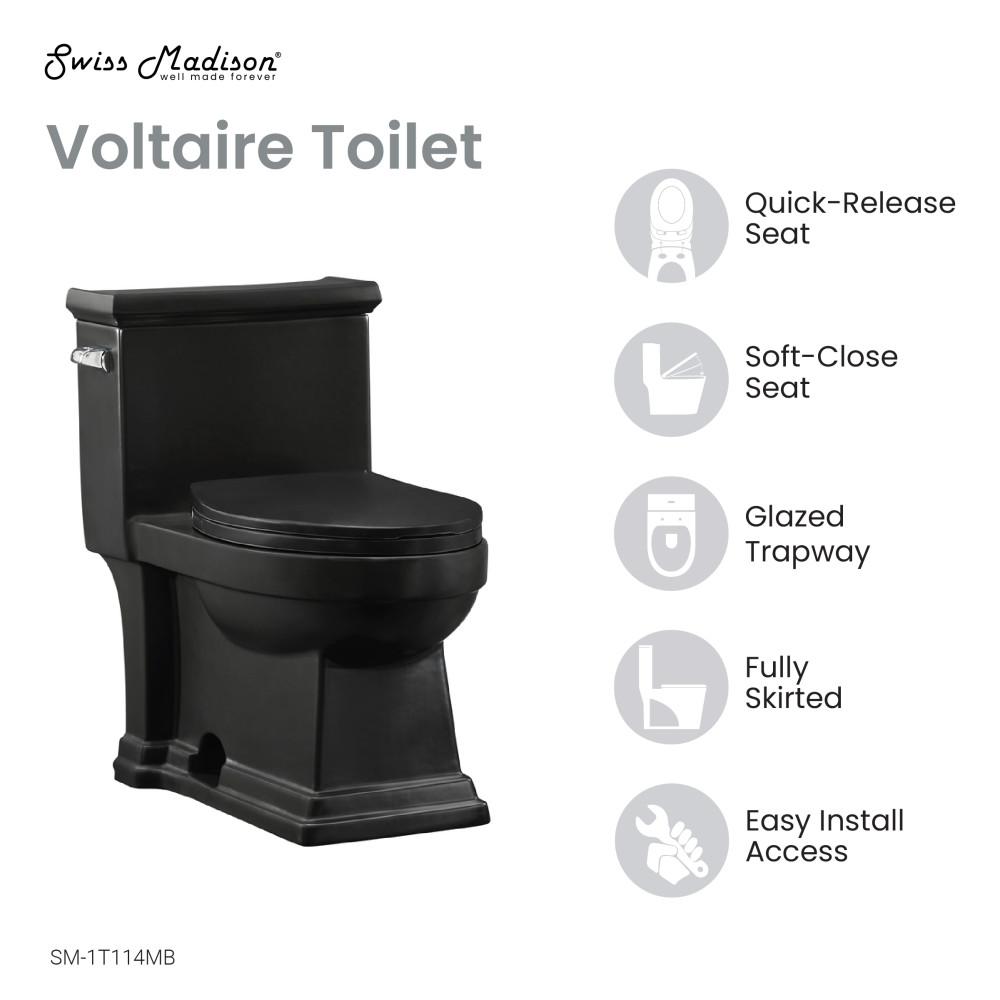 Voltaire One-Piece Elongated Toilet Left Side Flush Handle 1.28 gpf. Picture 4