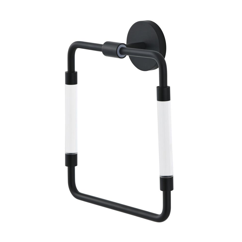 Verre Acrylic Square Towel Ring in Matte Black. Picture 4