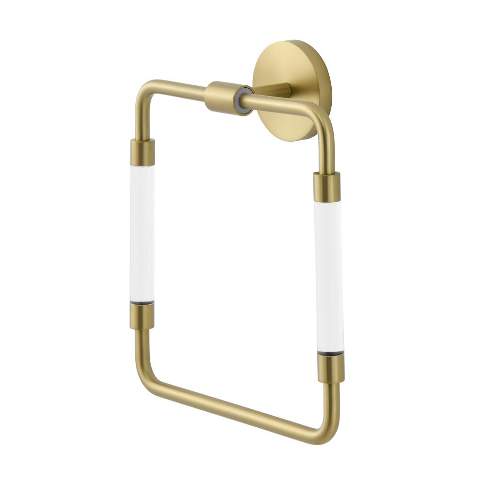 Verre Acrylic Square Towel Ring in Brushed Gold. Picture 4
