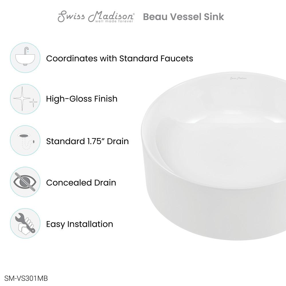 Beau 16.5" Round Vessel Bathroom Sink. Picture 4