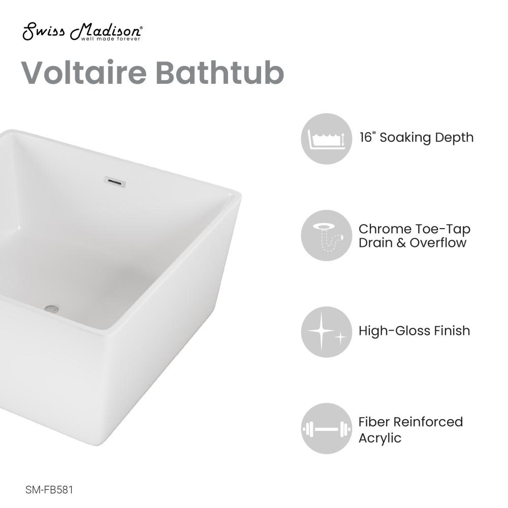 Voltaire 47" Square Freestanding Bathtub. Picture 4