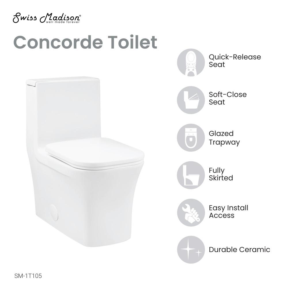 Concorde One Piece Square Right Side Flush Handle Toilet 1.28 gpf. Picture 4