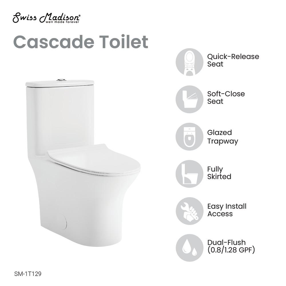 Cascade One-Piece Toilet Dual-Flush 0.8/1.28 gpf. Picture 4